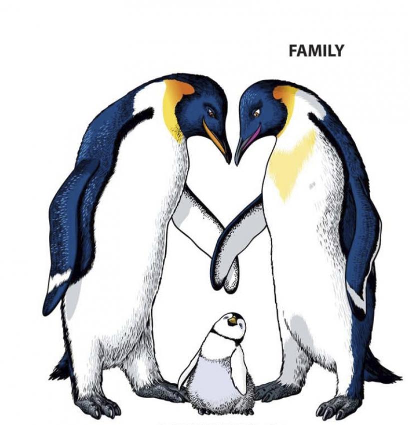 Cartoon Penguin Family